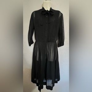 Vintage 1950s Black Sheer Nelly Don Dress 1950s Pleated Cocktail Dress